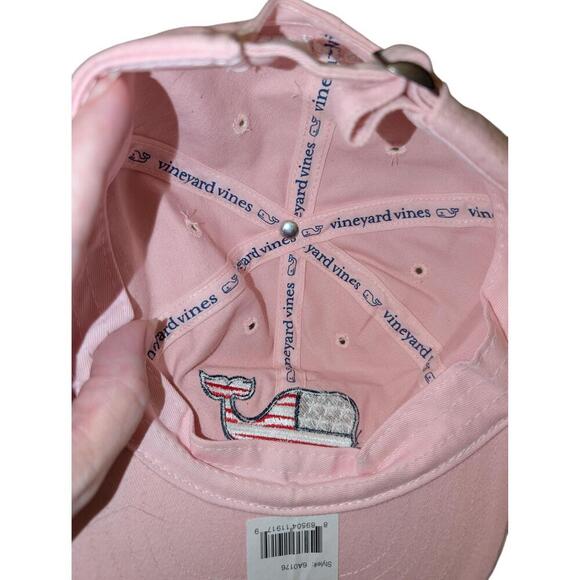 Vineyard Vines Womens Baseball Hat One Size Pink Flag Whale Logo Preppy - Picture 3 of 4